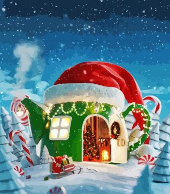 Christmas Green Kettle House paint by numbers