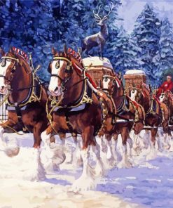 Christmas Clydesdale Horses paint by numbers