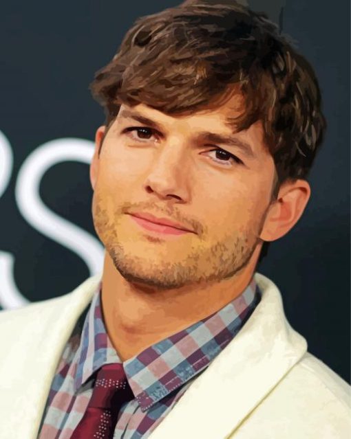 Handsome Ashton Kutcher paint by numbers