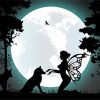 Cute Fairy With Wolves Silhouettes paint by numbers