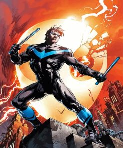 Powerful Nightwing Character paint by numbers