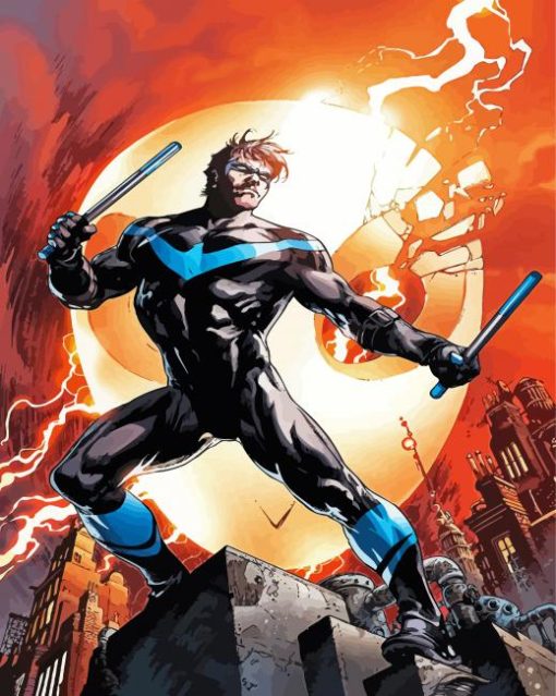 Powerful Nightwing Character paint by numbers