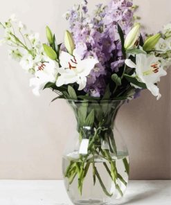 Delphiniums And Lilies Flowers piant by numbers