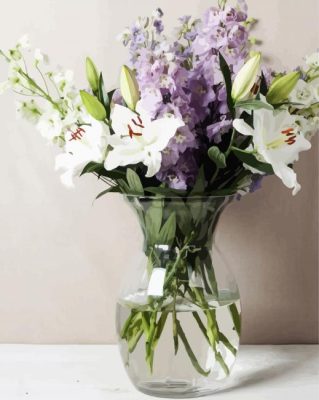 Delphiniums And Lilies Flowers piant by numbers