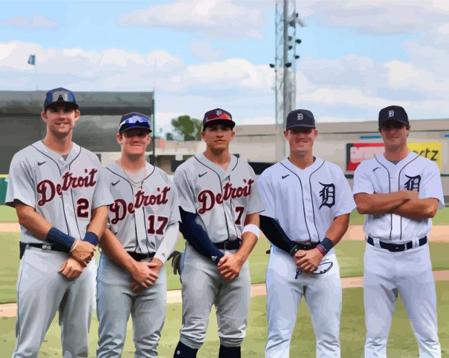 Detroit Tigers Team Player paint by numbers