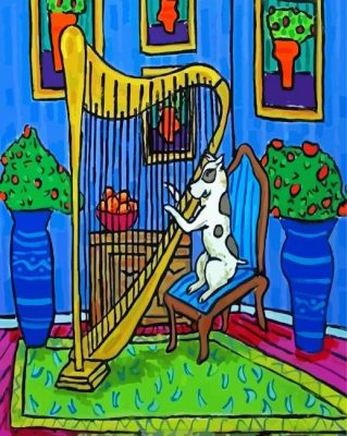 Dog Playing Harp paint by numbers