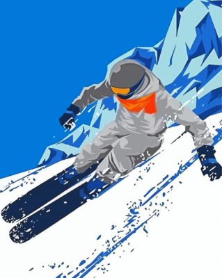 Downhill Skiing Snow paint by numbers