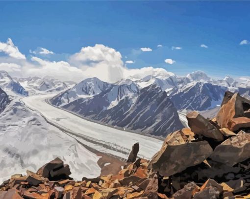 Fedchenko Glacier paint by numbers