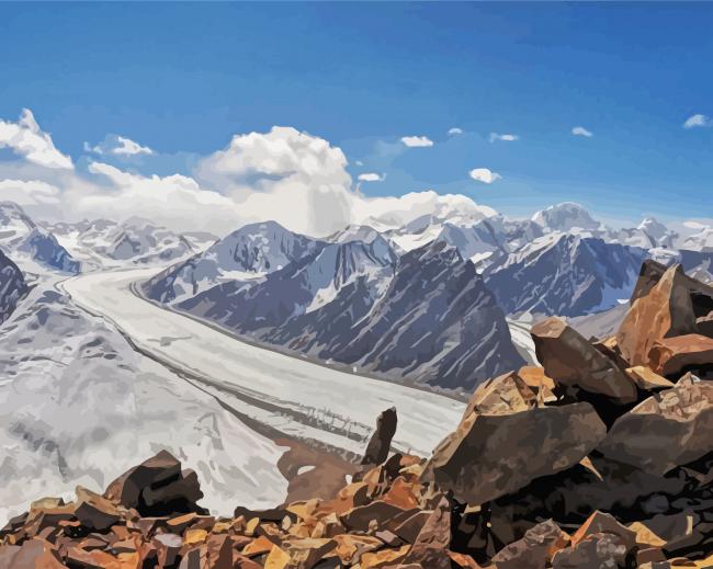 Fedchenko Glacier paint by numbers