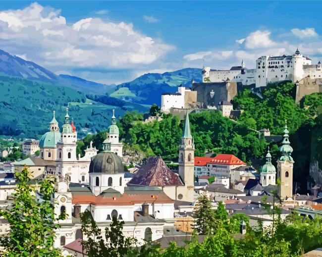 Aesthetic Fortress Hohensalzburg paint by numbers