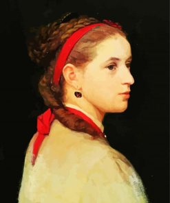 Girl With Red Ribbon paint by numbers