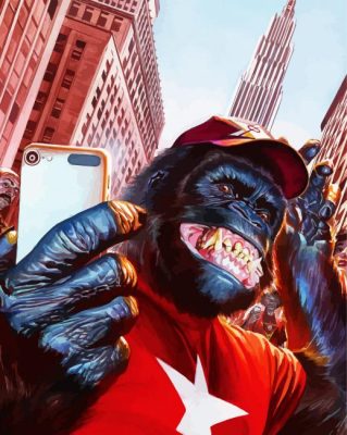 Gorilla Taking Selfie paint by numbers