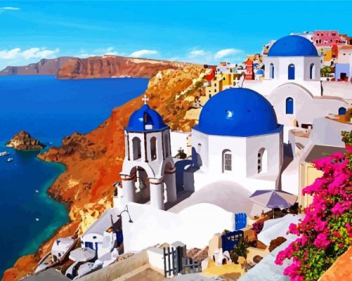 Fantastic Thira City paint by numbers