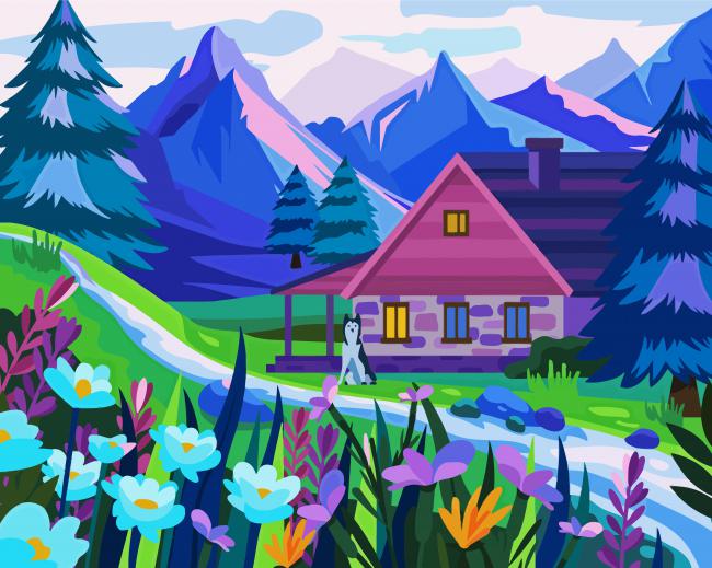 House In The Mountains paint by numbers
