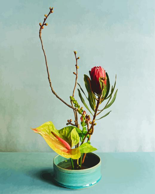 Ikebana Protea paint by numbers