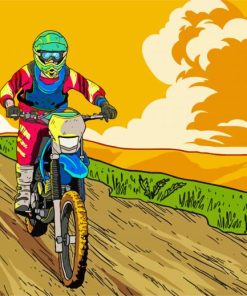 Illustration Dirt Bike Driver paint by numbers