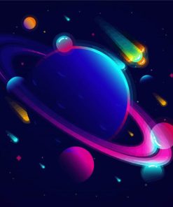 Illustration Saturn Planet paint by numbers