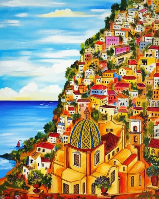 Positano Buildings Art paint by numbers