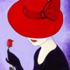 Lady In Red Hat Holding Rose paint by numbers