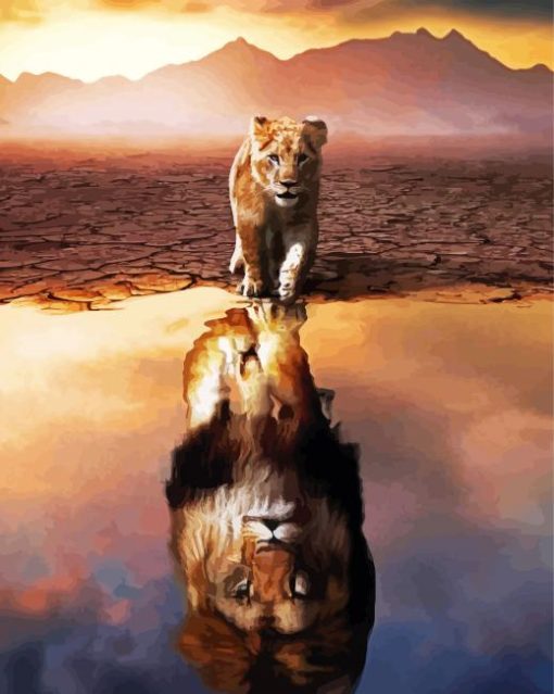 Lion Cub Reflection paint by numbers