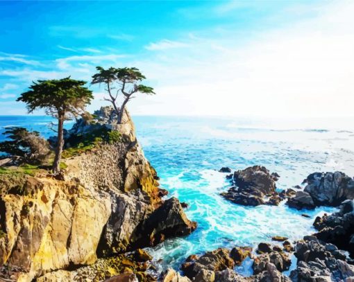 Lone Cypress Seascape paint by numbers