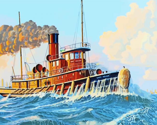 Marine Tugboat Ship paint by numbers