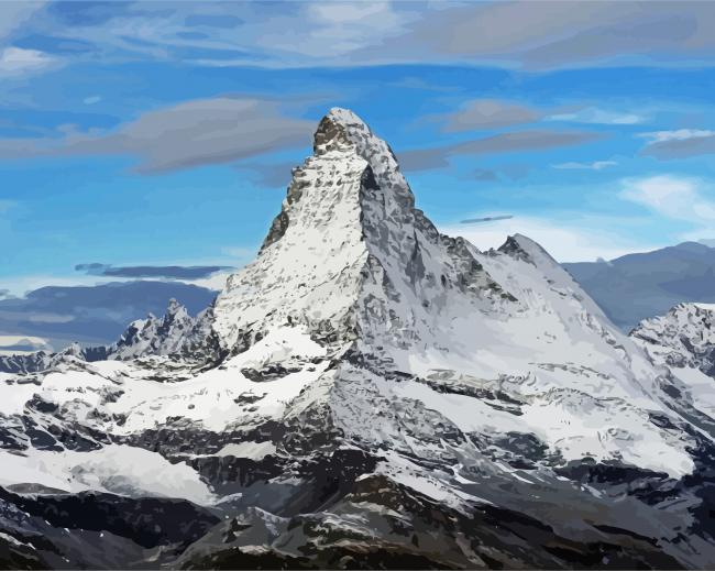 Snowy Matterhorn paint by numbers