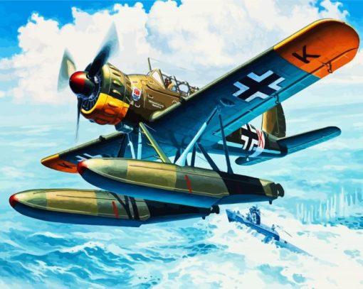 Military Seaplane paint by numbers