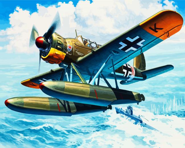 Military Seaplane paint by numbers
