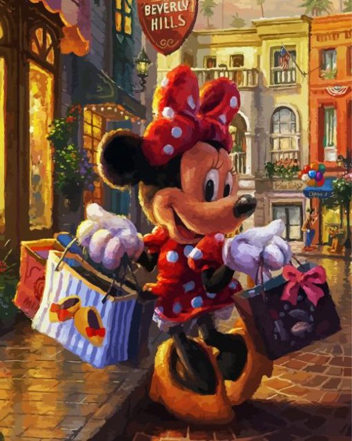 Minnie Mouse Doing Shopping paint by numbers