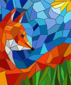 Mosaic Fox Animal Art paint by numbers