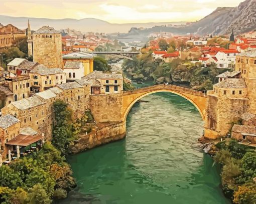 Mostar Old Bridge paint by numbers