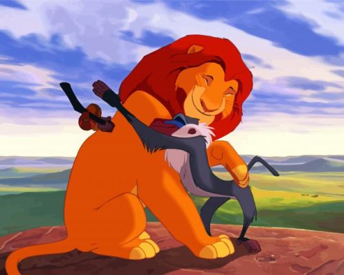 Mufasa Hugging Rafiki paint by numbers