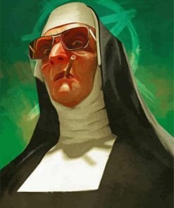 Creepy Nun Smoking paint by numbers