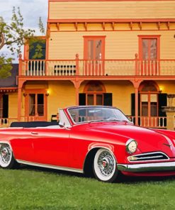 Classic Red Studebaker Car paint by numbers