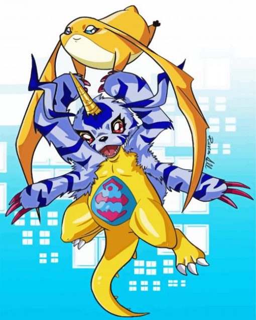 Patamon And Gabumon paint by numbers