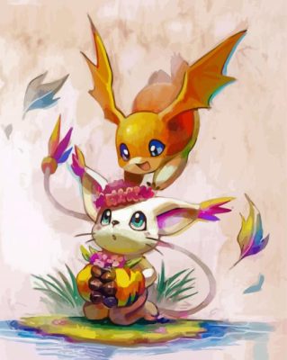 Gatomon And Patamon paint by numbers