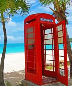 Phone Box In Antigua Beach paint by numbers