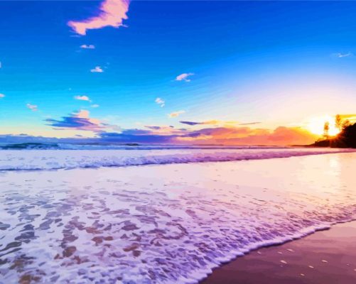 Queensland Beach At Sunset paint by numbers