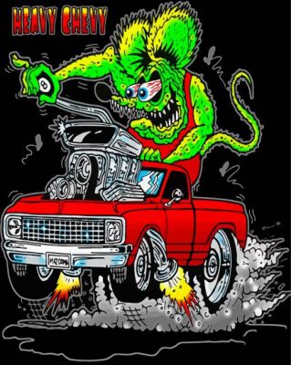 Rat Fink In Heavy Chevy paint by numbers
