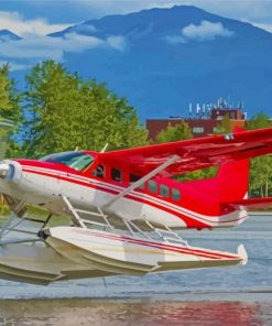 Aesthetic Red Seaplane paint by numbers