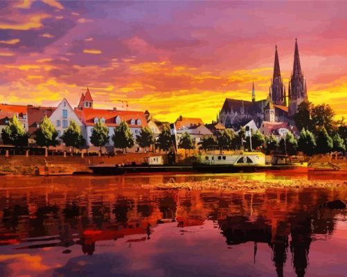 Regensburg At Sunset paint by numbers