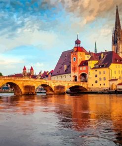 Regensburg Buildings Reflection paint by numbers