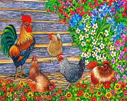 Roster And Hen paint by numbers