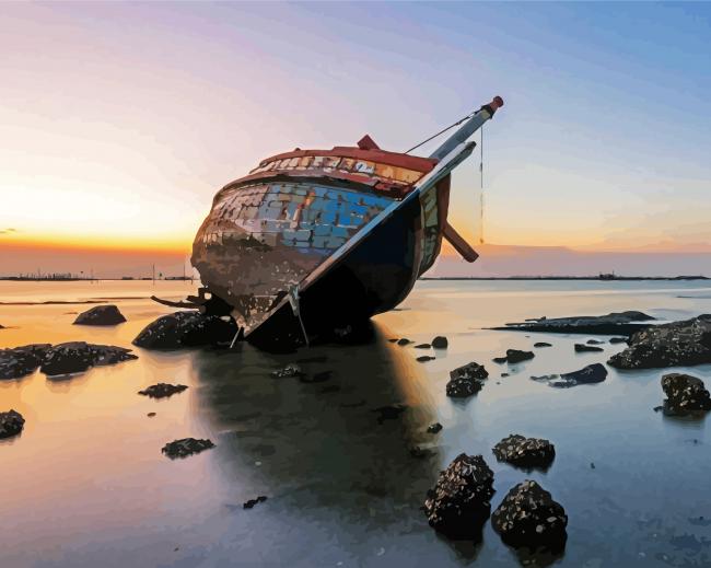 Rusty Shipwreck paint by numbers