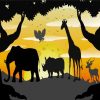 Safari Animals Silhouettes paint by numbers