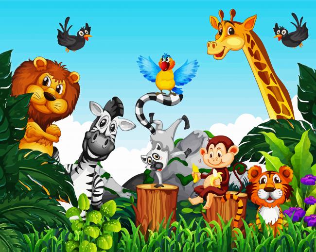 Aesthetic Safari Animals Zoo paintt by numbers