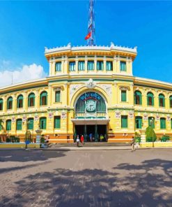 Aesthetic Saigon Central Post Office paint by numbers