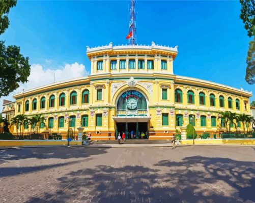 Aesthetic Saigon Central Post Office paint by numbers