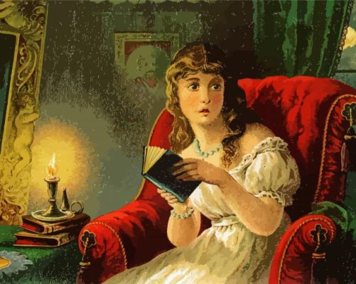 Scared Women Reading A Novel paint by numbers